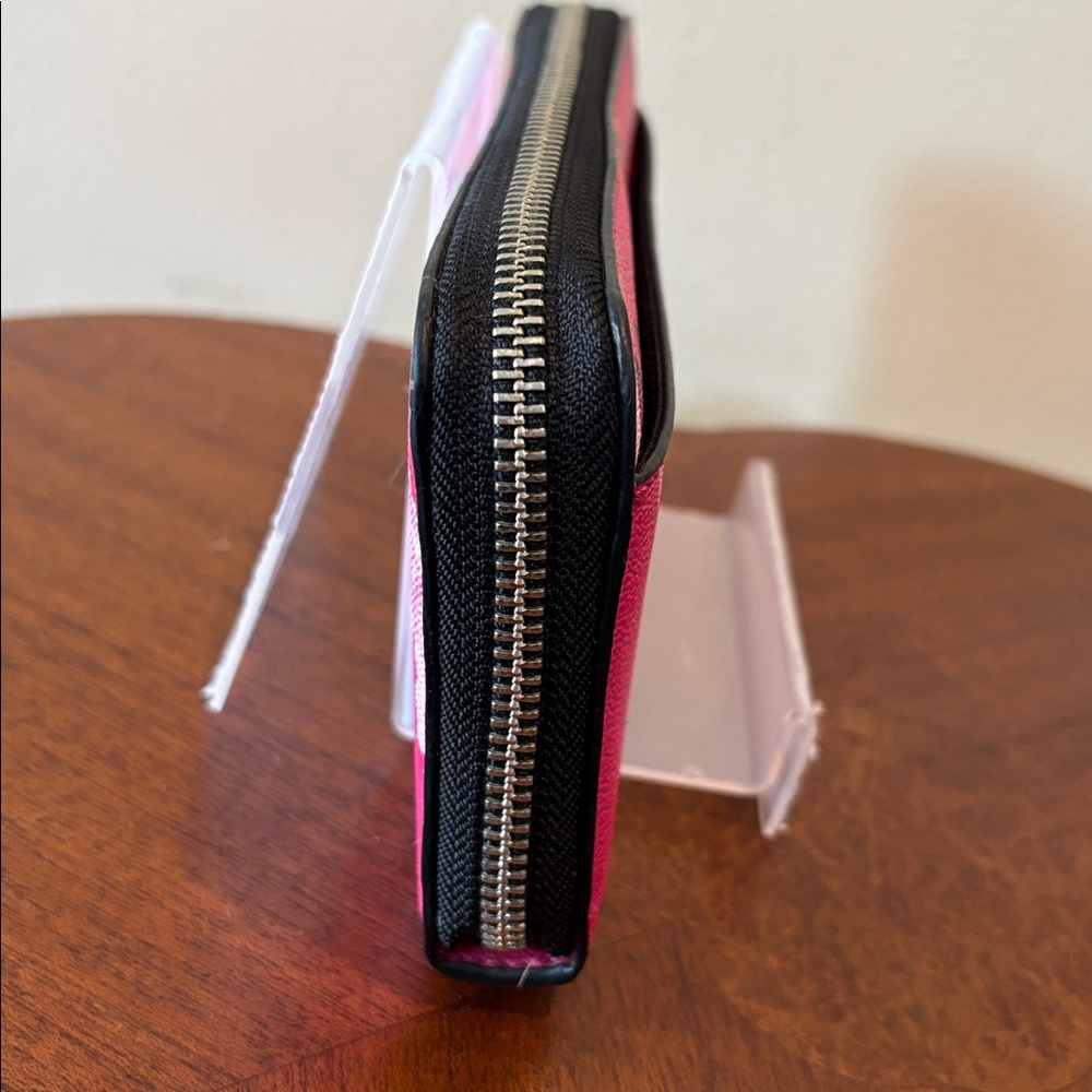 Coach long wallet  Zip-Around Wallet hot pink floral/white black orange coated c - Picture 8 of 16